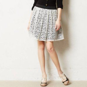 Anthropologie HD in Paris Ninette Skirt White Black Lace S